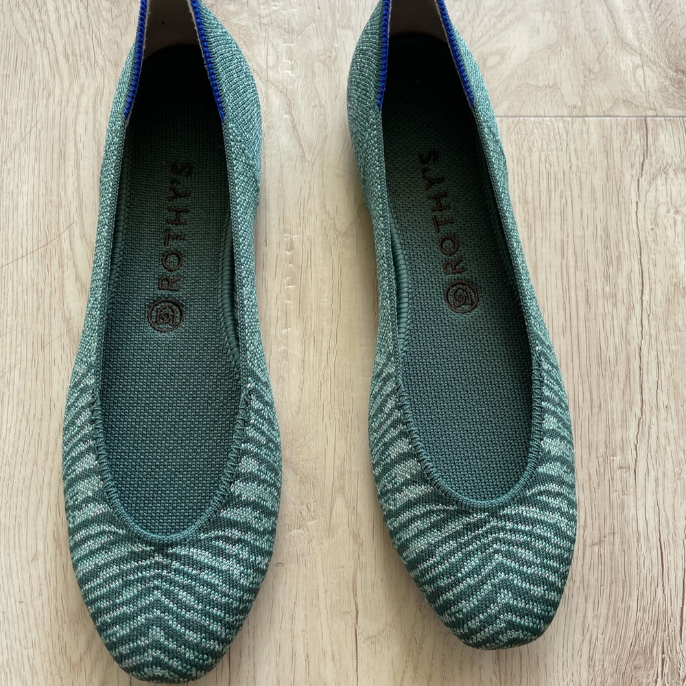 Rothys Square Mirage Metallic Flats Size 10